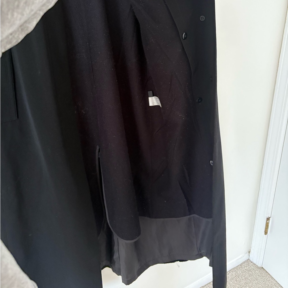 Gallery Vintage Black Long Floor Length Button Down Collared Trench Coat Small - Picture 7 of 11